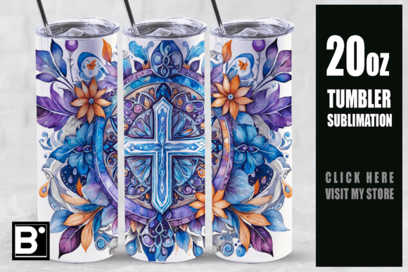3D Christian Cross 20 Oz Tumbler Tumbler Wraps