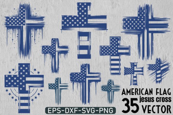 American Flag with Cross Bundle Svg for Crafts