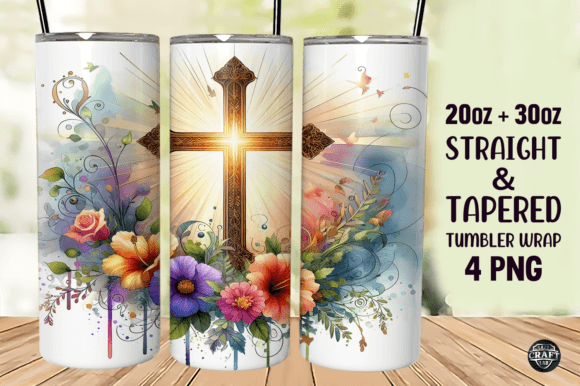 Christian Cross Tumbler Wrap 20oz PNG
