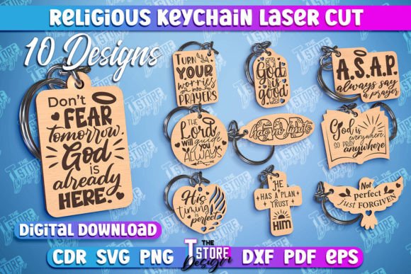 Religious Keychain Laser Design Bundle for Crafts