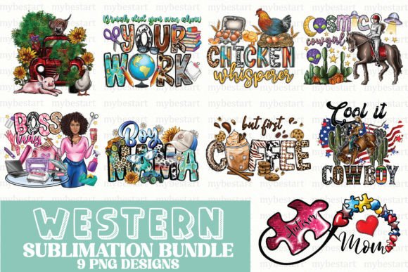 Western Sublimation PNG Bundle for Crafts